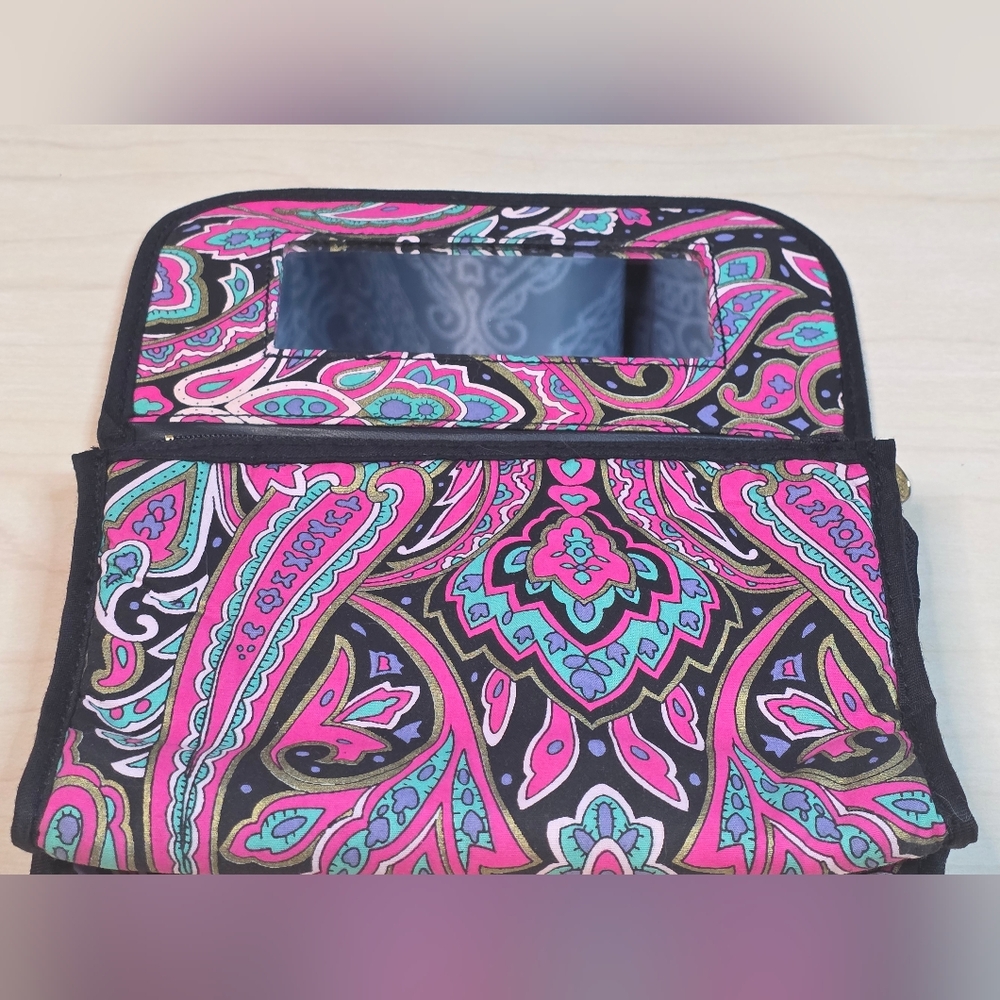 MARY KAY Cloth Makeup Cosmetic Bag w/Built in Mirror Pink Black Teal Paisley - Picture 7 of 14
